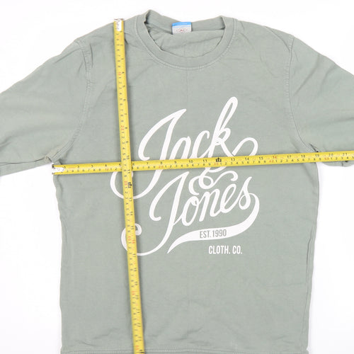 Jack & Jones Mens Green Pullover Sweatshirt M Graphic Print Logo