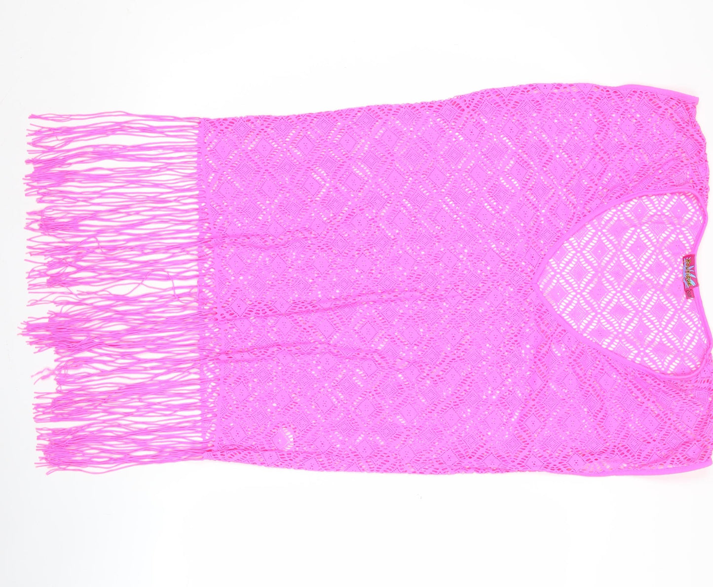 Boutique Women’s Pink Crochet Fringe Tunic Blouse S V-Neck Summer
