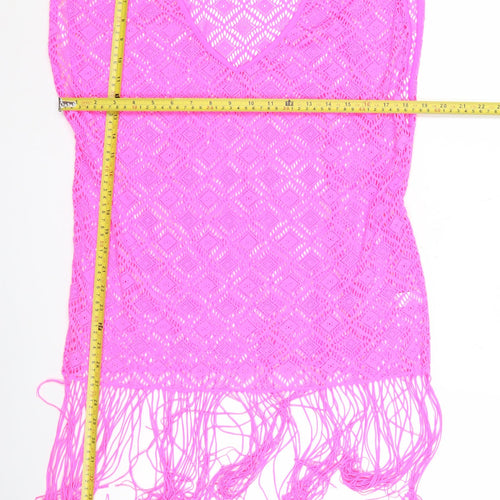 Boutique Women’s Pink Crochet Fringe Tunic Blouse S V-Neck Summer