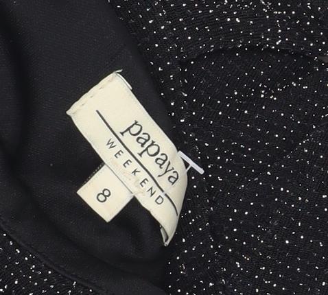 Papaya Weekend Women's Black Glitter Bodycon Dress Size 8 Knee Length
