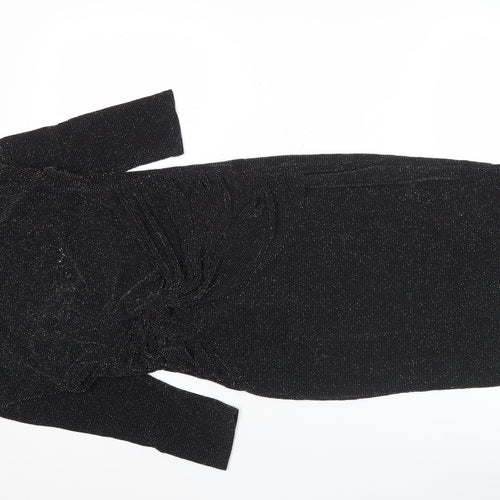 Papaya Weekend Women's Black Glitter Bodycon Dress Size 8 Knee Length