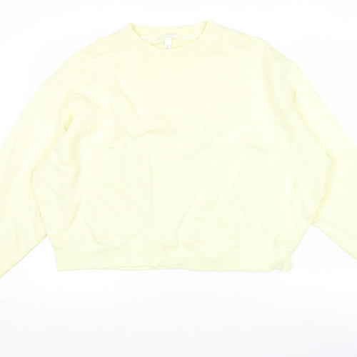 Women’s Yellow Pullover Sweatshirt Crew Neck Cotton Size 8 Relaxed Fit