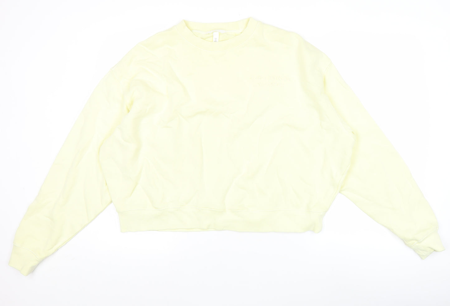 Women’s Yellow Pullover Sweatshirt Crew Neck Cotton Size 8 Relaxed Fit