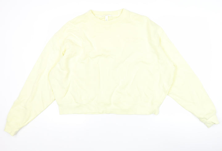 Women’s Yellow Pullover Sweatshirt Crew Neck Cotton Size 8 Relaxed Fit
