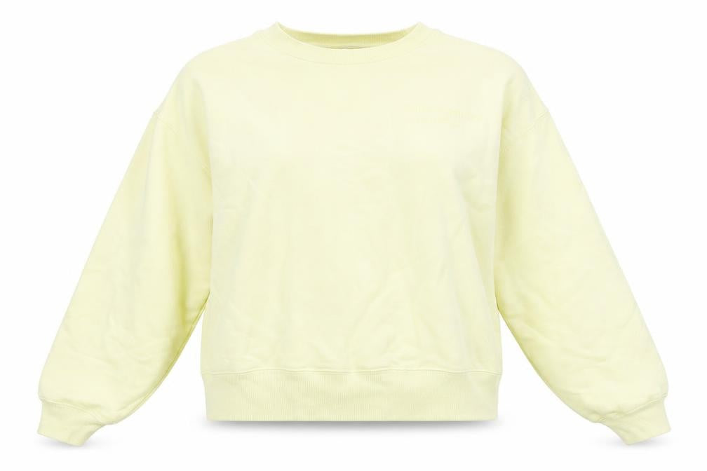 Front view of Women’s Yellow Pullover Sweatshirt Crew Neck Cotton, size UK 8, Relaxed Fit