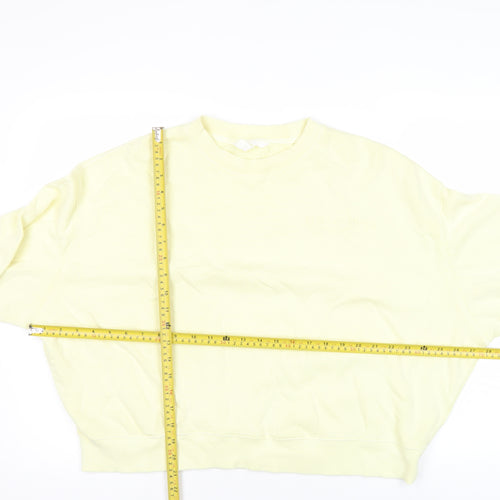 Women’s Yellow Pullover Sweatshirt Crew Neck Cotton Size 8 Relaxed Fit