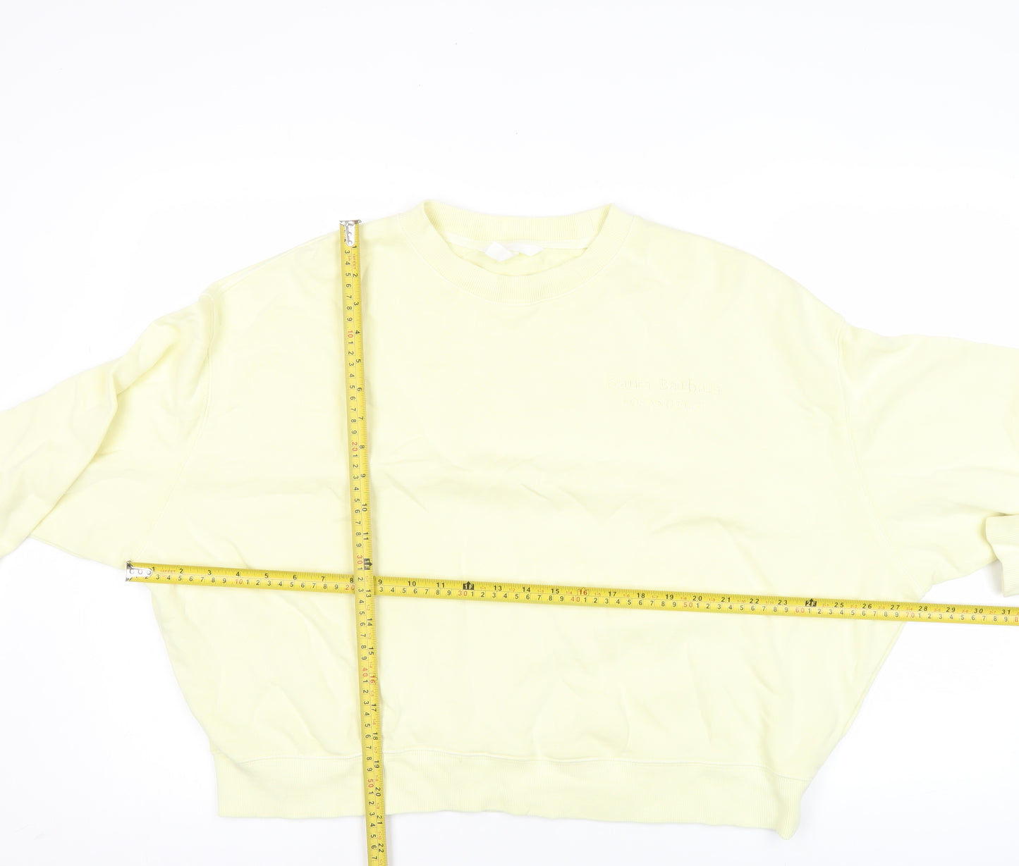 Women’s Yellow Pullover Sweatshirt Crew Neck Cotton Size 8 Relaxed Fit