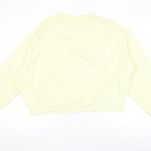 Women’s Yellow Pullover Sweatshirt Crew Neck Cotton Size 8 Relaxed Fit