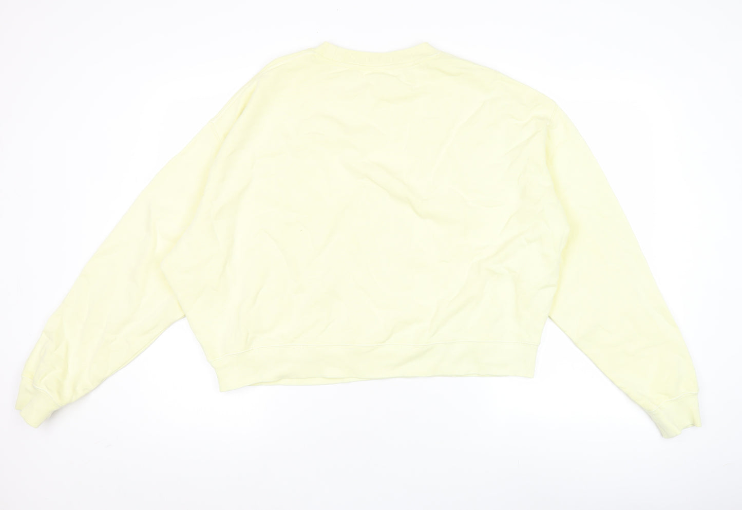 Women’s Yellow Pullover Sweatshirt Crew Neck Cotton Size 8 Relaxed Fit