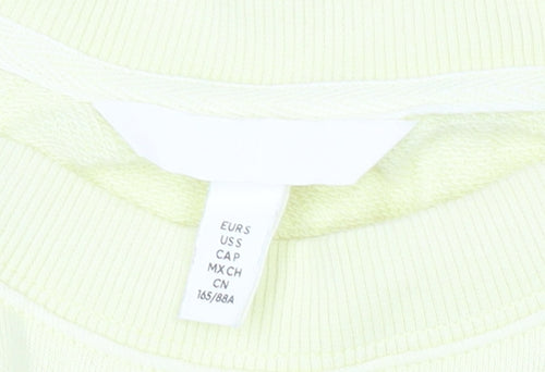 Women’s Yellow Pullover Sweatshirt Crew Neck Cotton Size 8 Relaxed Fit