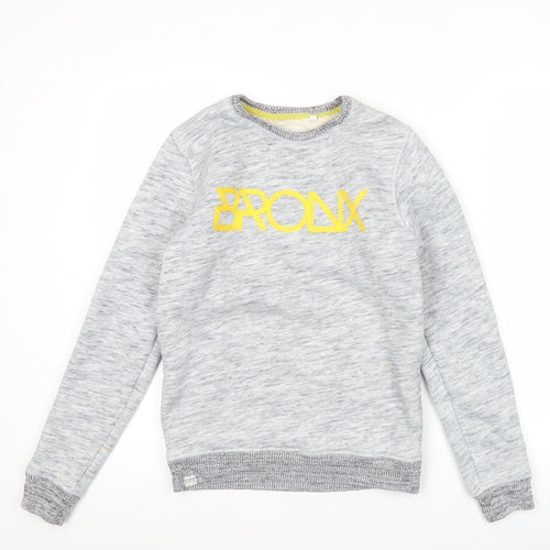 Next Boys Grey Sweatshirt 13 Years Graphic Bronx Logo Pullover Crew Neck