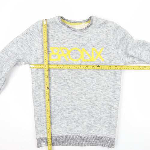 Next Boys Grey Sweatshirt 13 Years Graphic Bronx Logo Pullover Crew Neck