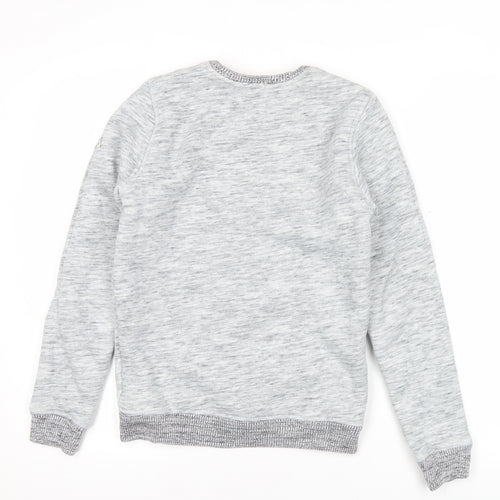 Next Boys Grey Sweatshirt 13 Years Graphic Bronx Logo Pullover Crew Neck