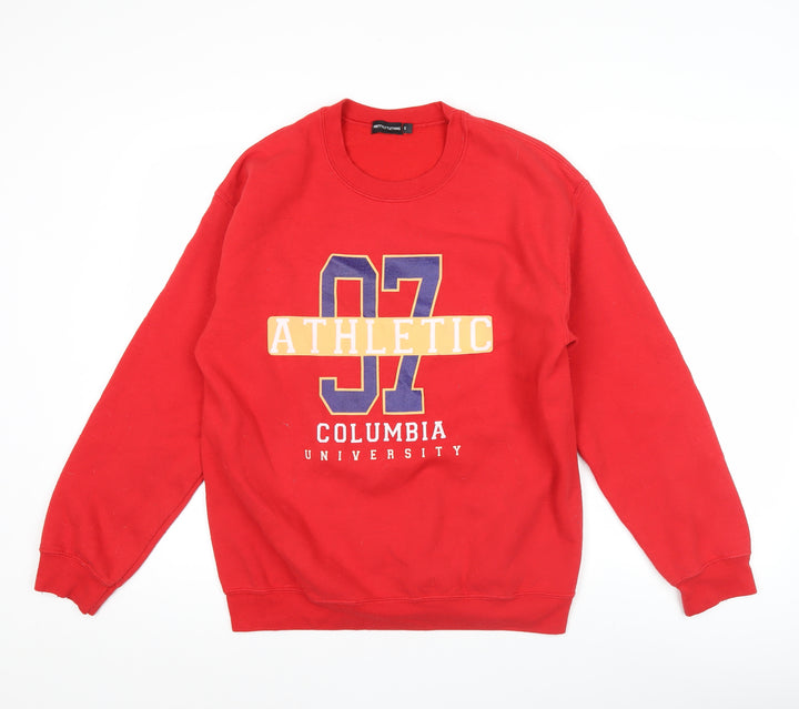 PrettyLittleThing Unisex Red Crew Neck Pullover Sweatshirt S