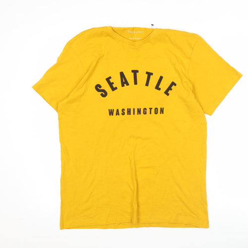 Primark Men's Yellow Seattle Washington Graphic T-Shirt Size S