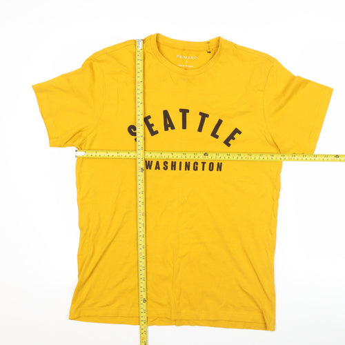 Primark Men's Yellow Seattle Washington Graphic T-Shirt Size S