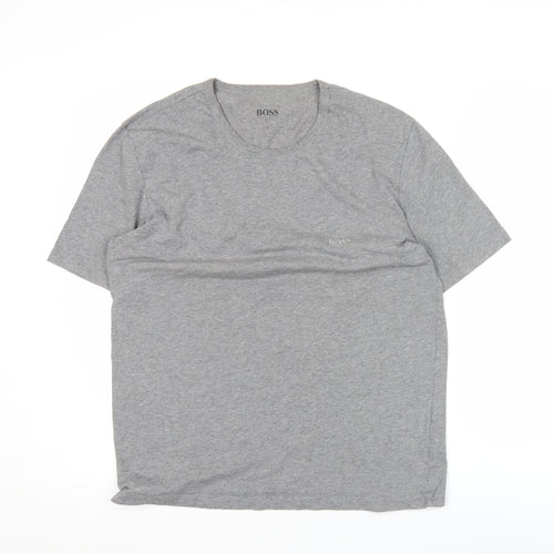 Hugo Boss Men’s Grey Cotton Crew Neck Logo T-Shirt Size L