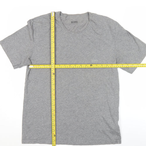 Hugo Boss Men’s Grey Cotton Crew Neck Logo T-Shirt Size L