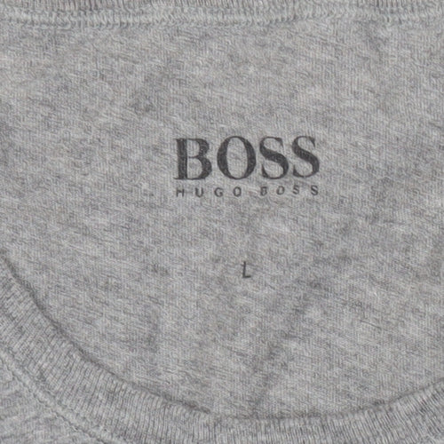 Hugo Boss Men’s Grey Cotton Crew Neck Logo T-Shirt Size L