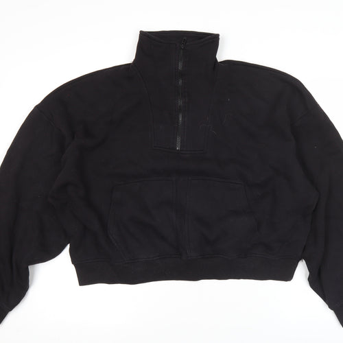 PrettyLittleThing Unisex Black M Half Zip Pullover Sweatshirt