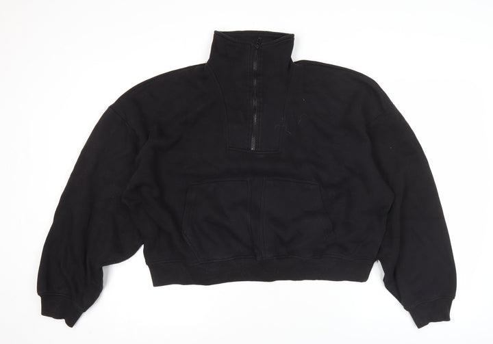 PrettyLittleThing Unisex Black M Half Zip Pullover Sweatshirt