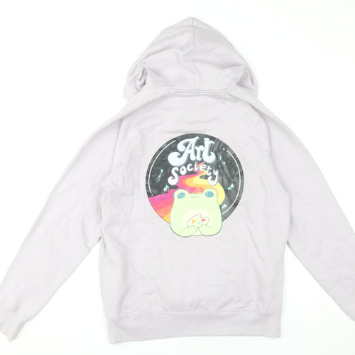 Neutral Women’s Light Purple Hoodie Small Cotton Pullover Art Print