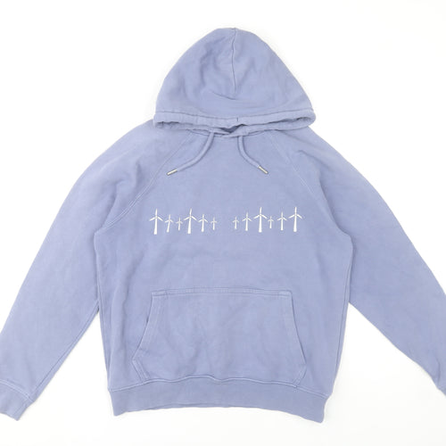 SOL'S Women's Blue XS Pullover Hoodie Wind Turbine Print
