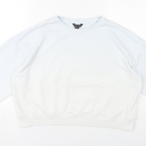 New Look Womens White Sweatshirt UK L Pullover Long Sleeve Cotton Blend