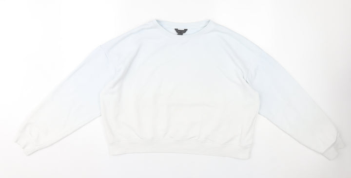 New Look Womens White Sweatshirt UK L Pullover Long Sleeve Cotton Blend