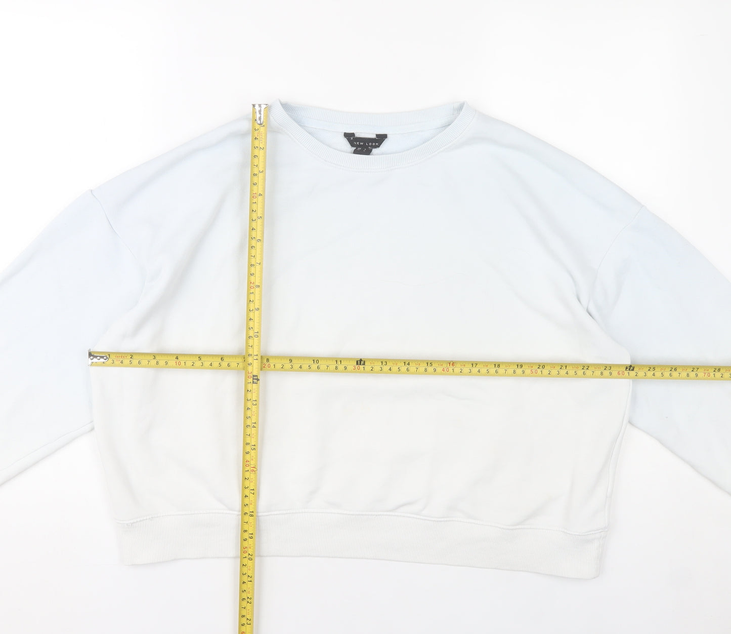 New Look Womens White Sweatshirt UK L Pullover Long Sleeve Cotton Blend