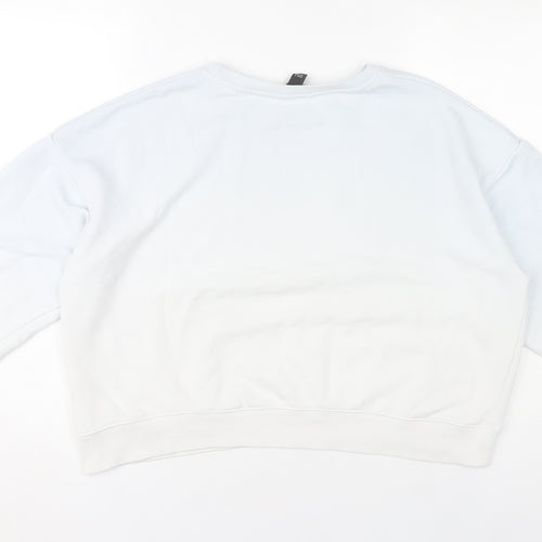 New Look Womens White Sweatshirt UK L Pullover Long Sleeve Cotton Blend