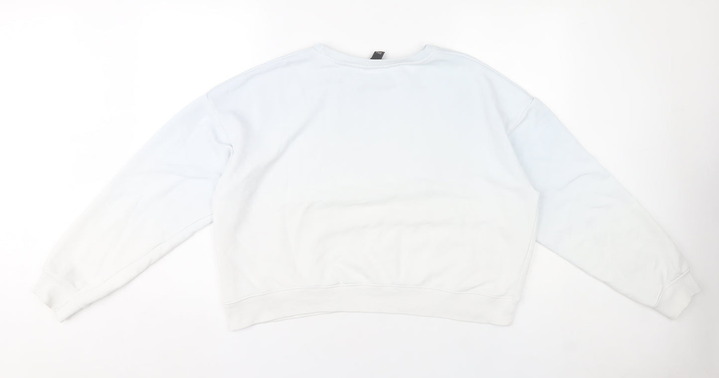 New Look Womens White Sweatshirt UK L Pullover Long Sleeve Cotton Blend