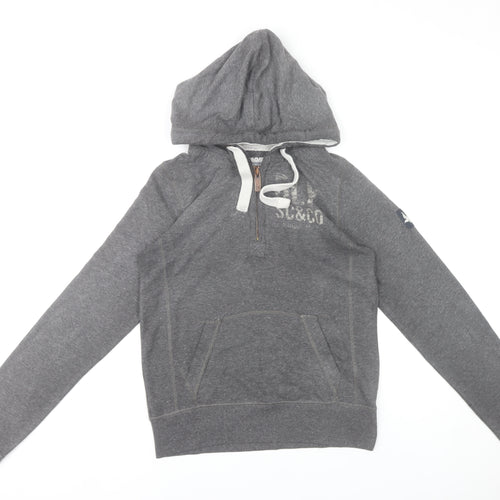 SoulCal & Co Womens Grey Hoodie Size 12 Pullover 1/4 Zip Logo