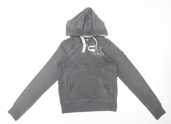 SoulCal & Co Womens Grey Hoodie Size 12 Pullover 1/4 Zip Logo