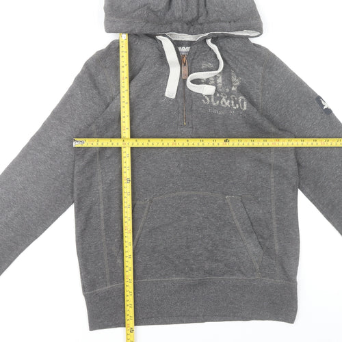 SoulCal & Co Womens Grey Hoodie Size 12 Pullover 1/4 Zip Logo