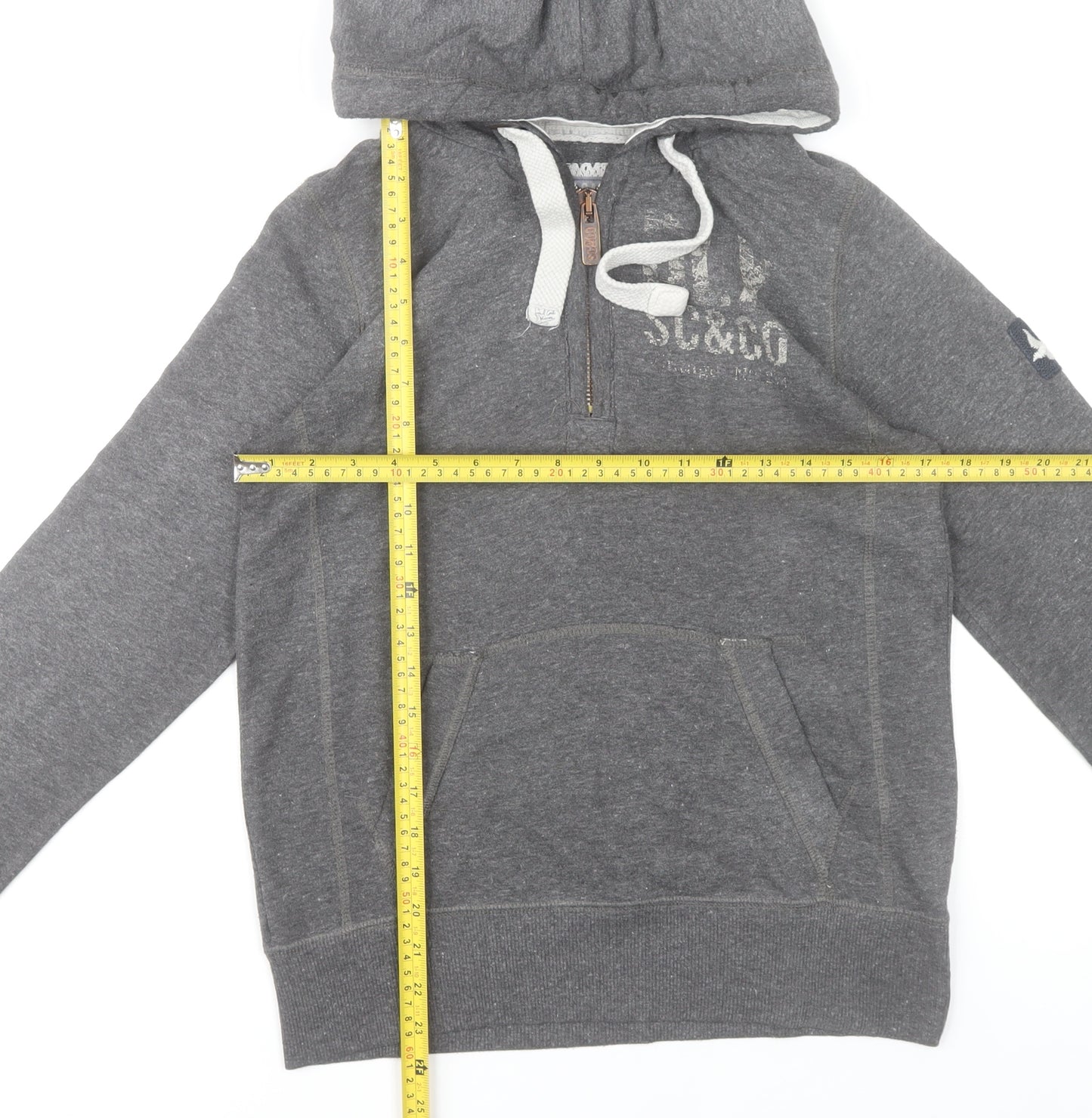SoulCal & Co Womens Grey Hoodie Size 12 Pullover 1/4 Zip Logo
