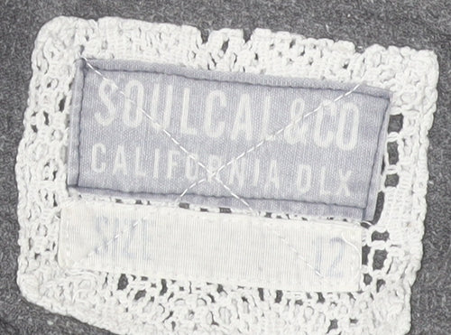 SoulCal & Co Womens Grey Hoodie Size 12 Pullover 1/4 Zip Logo