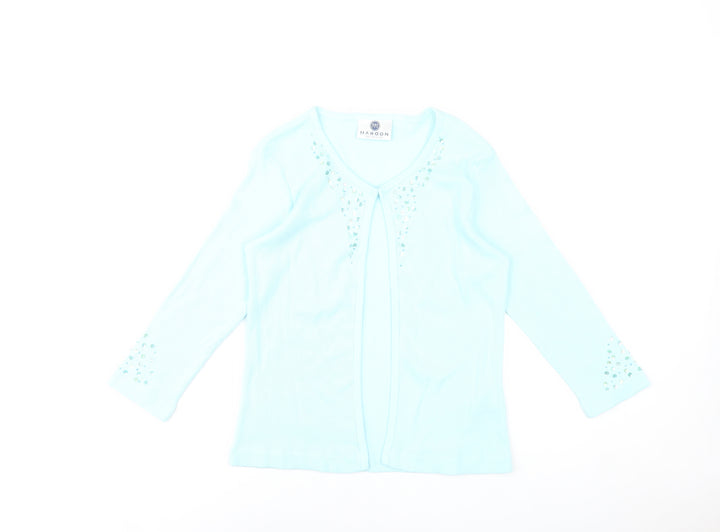 Maroon Women’s Blue Cotton Beaded Cardigan UK 12 V-Neck