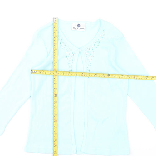 Maroon Women’s Blue Cotton Beaded Cardigan UK 12 V-Neck