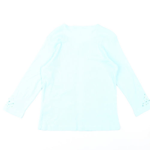 Maroon Women’s Blue Cotton Beaded Cardigan UK 12 V-Neck