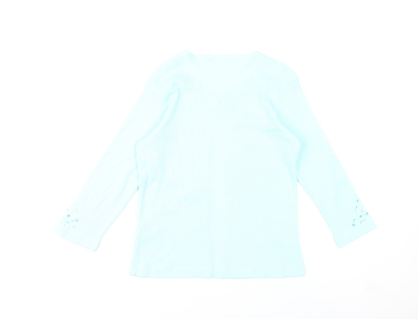 Maroon Women’s Blue Cotton Beaded Cardigan UK 12 V-Neck