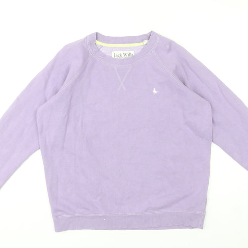 Jack Wills Womens Purple Sweatshirt UK 10 Cotton Blend Crew Neck