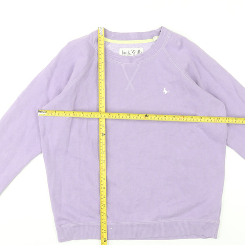 Jack Wills Womens Purple Sweatshirt UK 10 Cotton Blend Crew Neck
