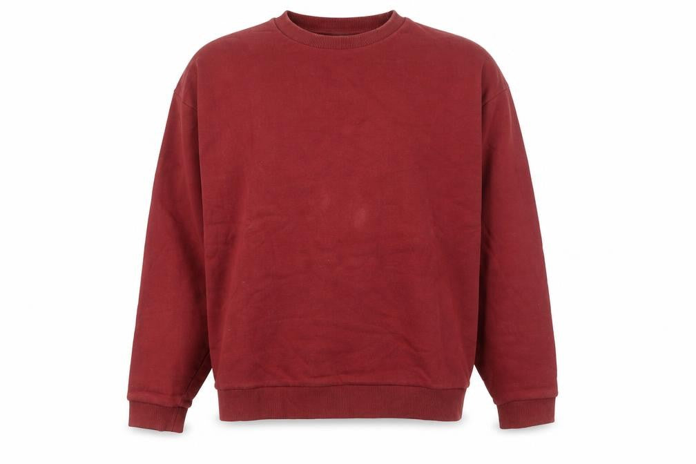 Front view of ASOS Men’s Red Crew Neck Pullover Sweatshirt, size M, Regular Fit