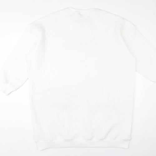 Missguided Women White Size 14 T-Shirt Dress Graphic Print Crew Neck