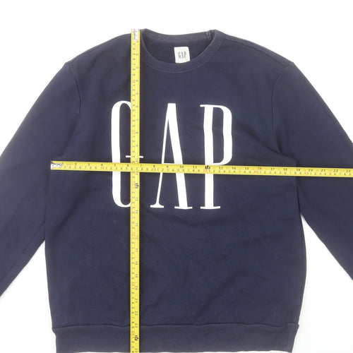 GAP Womens Navy Blue Small Sweatshirt Cotton Blend Logo Crew Neck