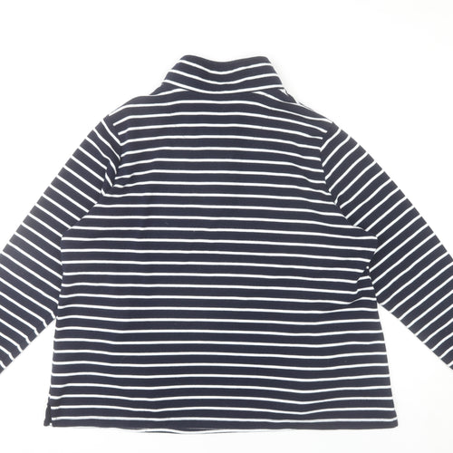 Bonmarché Women’s Navy Striped Henley Sweatshirt L Cotton Blend