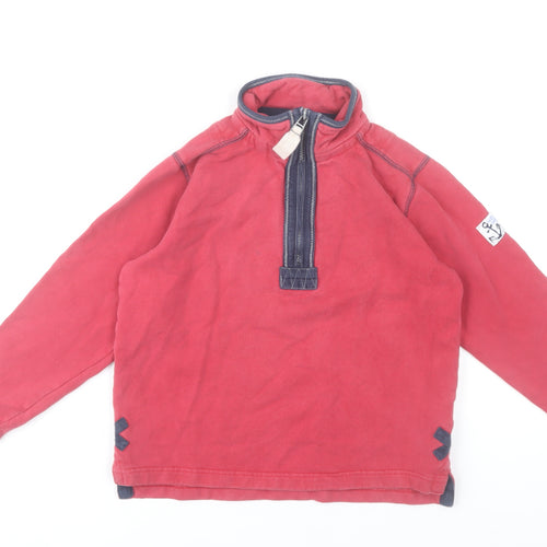 Lazy Jacks Boys Red 9-10 Years Half Zip Cotton Sweatshirt Jumper