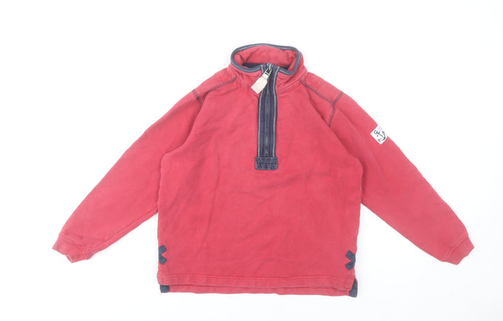 Lazy Jacks Boys Red 9-10 Years Half Zip Cotton Sweatshirt Jumper