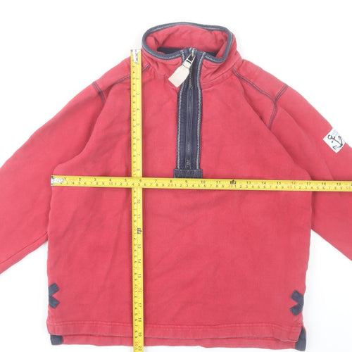 Lazy Jacks Boys Red 9-10 Years Half Zip Cotton Sweatshirt Jumper
